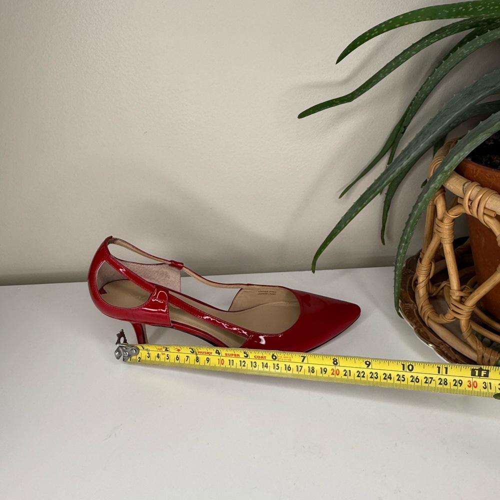 Via Spiga Red Patent Leather Slingback Kitten Heels Pointed Toe Pumps 7.5 - Picture 10 of 12